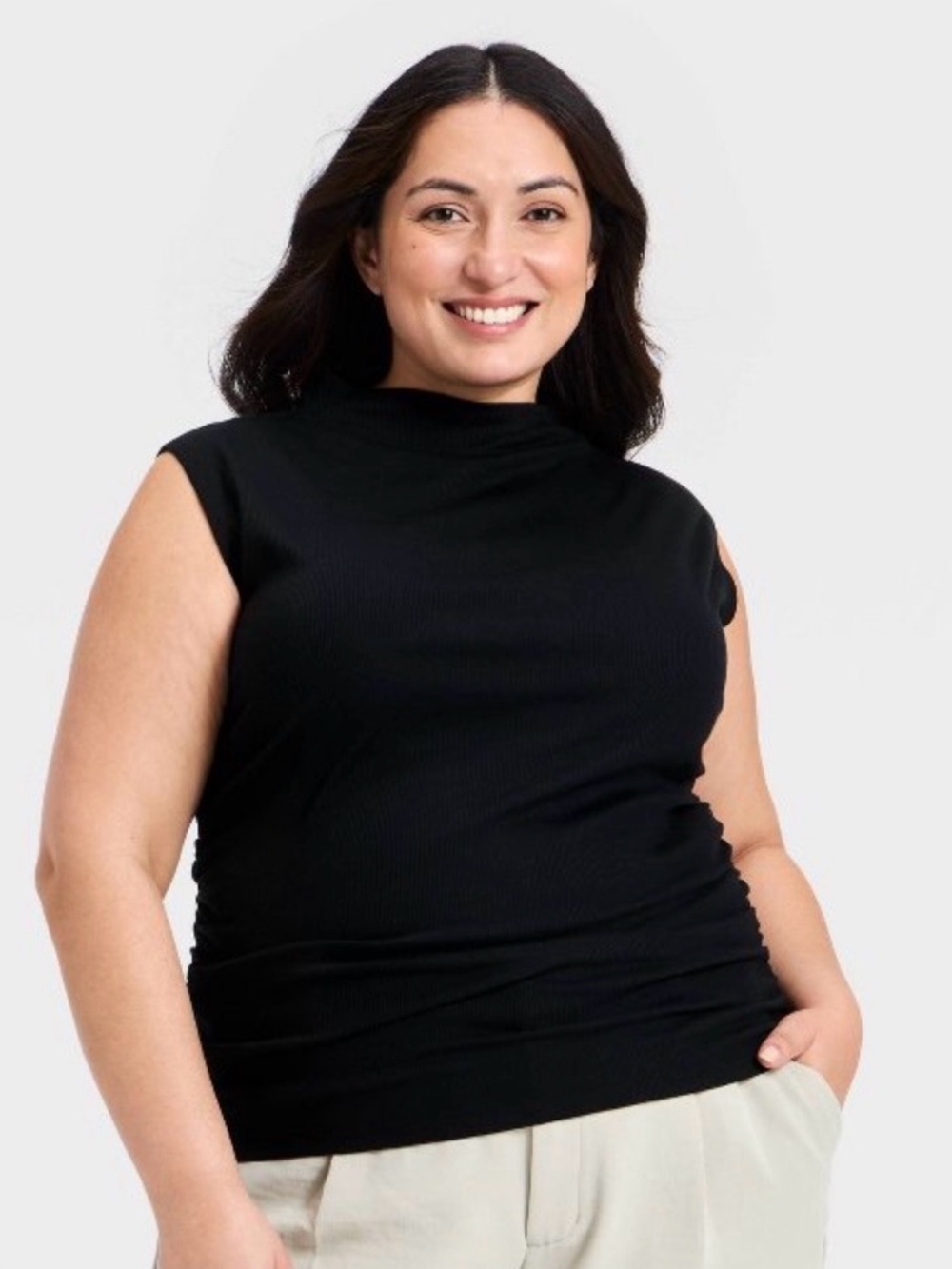 a new day Black Sleeveless Mock Neck Tank Top